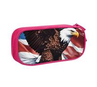 Trousse à crayons motif aigle avec drapeau des États-Unis - Trousse de rangement pour cosmétiques, outils artistiques, fournitures pour étudiants et enseignants - Utilisation polyvalente, rose, Taille