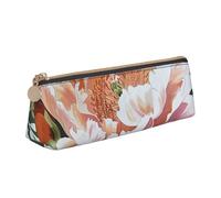 Trousse à crayons motif bateau pirate pleine lune imprimé fermeture éclair mignon papeterie organisateur en cuir PVC triangle trousse de maquillage trousse stylo pochette, Peach Peony, Taille unique