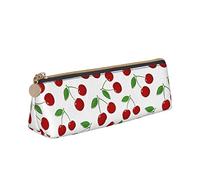 Trousse à crayons motif cerise douce pochette à crayons en cuir grande capacité étui à stylo à crayons sac cosmétique fournitures scolaires