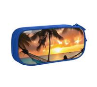 Trousse à crayons motif coco, plage, coucher de soleil, sac à crayons, cosmétiques, outils artistiques, fournitures pour étudiants, enseignants, utilisation polyvalente, bleu, Taille unique, Ensemble