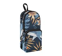 Trousse à crayons motif fleur et requin - Grande capacité - Avec compartiment - En forme de cartable - Pour l'école, le bureau, le travail, Fleur et requin, Taille unique, Mallette