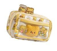 Trousse à crayons motif ours de dessin animé avec papier à notes, autocollants, porte-clés, pince à papier, grande capacité, trousse à crayons pour étudiant