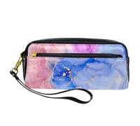 Trousse à crayons, motif vagues et tourbillons dorés en cuir synthétique avec fermeture éclair pour garçons et filles, fournitures scolaires et de bureau