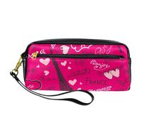 Trousse à crayons, mots français avec tour Eiffel, pochette en cuir synthétique avec fermeture éclair, pour garçons et filles, fournitures scolaires et de bureau