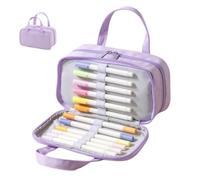 Trousse à crayons multi-compartiments de grande capacité avec manigl | 22 x 12 cm, 156 g, poches en filet et fermeture éclair pour fournitures scolaires, bureau, voyages et examens