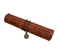 Trousse à crayons multi-usages rétro en cuir synthétique - Vintage - Style pirate - Avec carte au trésor imprimée, marron, Taille unique, Trousse à crayons