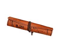 Trousse à crayons multi-usages rétro en cuir synthétique - Vintage - Style pirate - Avec carte au trésor imprimée, marron clair, Taille unique, Trousse à crayons