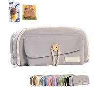 Trousse à crayons multicouches de grande capacité, grande ouverture, vert clair, en tissu durable et respectueux de l'environnement, avec fermeture éclair, essentiels pour le bureau et les étudiants