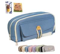 Trousse à crayons multicouches de grande capacité, grande ouverture, vert clair, en tissu durable et respectueux de l'environnement, avec fermeture éclair, essentiels pour le bureau et les étudiants
