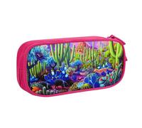 Trousse à crayons multifonction avec fermeture éclair pour école et bureau, motif animaux tropicaux, renard, serpent, cochon., rose, Taille unique, Trousse de maquillage