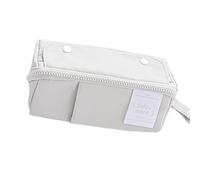 Trousse à crayons multifonction de grande capacité en toile, pochette de rangement pour maquillage, pour fille et femme, portable pour l'écriture, gris