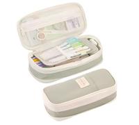 Trousse à crayons multifonction en tissu Oxford | Grande capacité de rangement pour papeterie, articles de toilette, maquillage, voyage et fournitures de bureau, vert clair, Reportez-vous à la