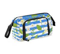 Trousse à crayons multifonction pour enfants Motif lys calla et marguerite Bleu/blanc