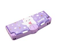 Trousse à crayons multifonctionnelle de capacité, avec bouton-poussoir, taille-crayon, règle, gomme, ours violet pour fête