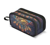 Trousse à crayons Mystique Dreamcatcher de grande capacité, 3 compartiments, grande boîte à crayons pour garçons et filles, organisateur de rangement scolaire