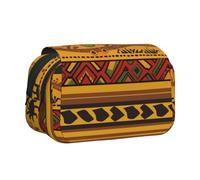 Trousse à crayons noire avec 2 compartiments - Grande capacité - Organiseur de papeterie portable pour l'école, les voyages et l'art, Motif national africain abstrait, Taille unique, Cartable
