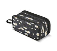 Trousse à crayons noire de grande capacité pour garçons et filles avec 3 compartiments - Motif marguerites blanches, Blanc marguerite noire, Taille unique, Mallette
