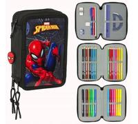 Trousse à crayons noire Spiderman 37 pièces avec accessoires Safta