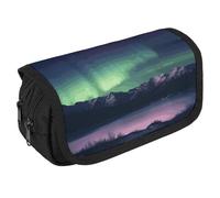 Trousse à crayons Northern Aurora Night de grande capacité avec 3 compartiments pour fournitures de bureau - Grande trousse à crayons avec fermeture éclair en tissu pour adultes - Trousse de