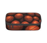 Trousse à crayons orange avec imprimé basket-ball pour filles et garçons, grande capacité pour étudiants, artistes, école, bureau, collège, Noir , Taille unique, Cartable
