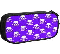 Trousse À Crayons Orange Pirate Skull Bones, Grande Capacité Grande Pochette Porte-Stylo