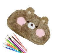 Trousse à crayons ours en peluche, trousse à crayons ours - Étui à stylos de papeterie en peluche,Trousse à crayons ours créatif, boîte de pochette de papeterie de grande capacité de stockage pour étu