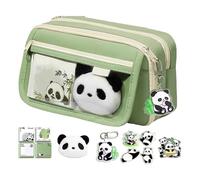 Trousse à crayons Panda | Tissu Oxford 22 x 7,5 x 13 cm | Trousse de papeterie de grande capacité | Pochette animal mignon pour stylos et fournitures scolaires (les accessoires peuvent ), Vert