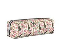 Trousse à Crayons Pochette à Crayons cylindrique portative avec Pochette à cosmétiques en Cuir à Fermeture éclair,Chien lévrier imprimé
