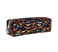 Trousse à Crayons Pochette à Crayons cylindrique portative avec Pochette à cosmétiques en Cuir à Fermeture éclair,Teckel drôle
