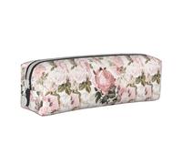Trousse à Crayons Pochette à Crayons cylindrique portative avec Pochette à cosmétiques en Cuir à Fermeture éclair,Roses Roses sépia Vintage Shabby Chic