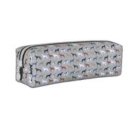 Trousse à Crayons Pochette à Crayons cylindrique portative avec Pochette à cosmétiques en Cuir à Fermeture éclair,Lévriers Chien Mignon Chien de Sauvetage Meilleurs Chiens Mignons