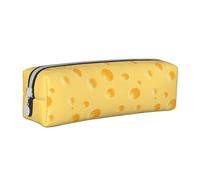 Trousse à Crayons Pochette à Crayons cylindrique portative avec Pochette à cosmétiques en Cuir à Fermeture éclair,Motif de Fromage Jaune