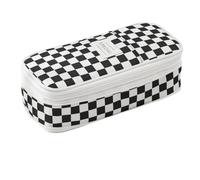 Trousse à crayons - Pochette extensible à double fermeture éclair pour fournitures scolaires, idéale pour les fournitures scolaires, les stylos, les marqueurs, les gommes ou l'écriture, Noir et blanc