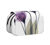Trousse à Crayons Portable à Double Couche avec Motif de Fleurs d'espoir Violet Lavande