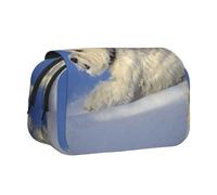 Trousse à Crayons Portable à Double Couche pour Chien Westie Winter West Highland White Terrier