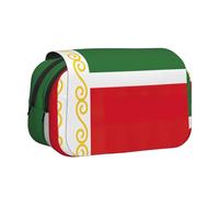 Trousse à crayons portable avec drapeau de la République tchétchène - Multi-usage - Grande capacité - Usage quotidien