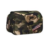 Trousse à crayons portable avec imprimé camouflage drapeaux américains - Trousse de toilette multi-usage - Grande capacité - Utilisation quotidienne
