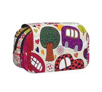 Trousse à crayons portable avec imprimé journal scolaire en anglais, trousse de toilette multi-usages, mignon, grande capacité, usage quotidien