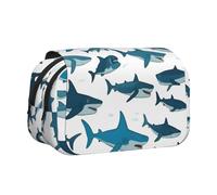 Trousse à crayons portable avec motifs de requins avec différents gestes imprimés, trousse de toilette, trousse de toilette multi-usages, mignonne, grande capacité, usage quotidien