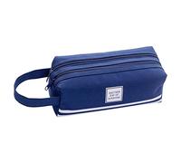 Trousse à crayons portable en toile de grande capacité avec fermeture éclair - Sac de rangement pour fournitures scolaires - Double étui pour stylo étudiant