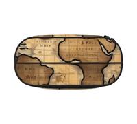 Trousse à crayons portable et spacieuse avec imprimé carte du monde antique et globe, fournitures scolaires, rangement de maquillage, Noir , Taille unique, Organiseur de sac