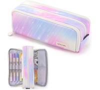 Trousse À Crayons Pour Adolescents Et Filles-3 Compartiments-Grande Capacité-Pour L'école Et Le Bureau (Étoile Filante Rose)