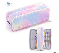 Trousse à Crayons pour Adolescents et Filles - 3 Compartiments - Grande capacité - pour l'école et Le Bureau (étoile filante Rose)