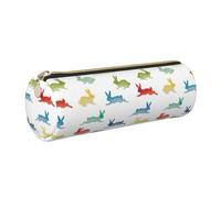 Trousse à crayons pour adultes avec motif lapins dans différentes poses sautant en cours d'exécution - Pochette élégante pour stylos - Organiseur de voyage quotidien - Polyvalent, doré, One Size