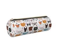 Trousse à crayons pour adultes avec visages de chat et de chien, bouledogue, beagle, labrador, élégante pochette à stylos, organiseur de papeterie pour tous les jours, voyage polyvalent, doré, One