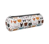 Trousse à crayons pour adultes avec visages de chat et de chien, bouledogue, beagle, labrador, élégante pochette à stylos, organiseur de papeterie pour tous les jours, voyage polyvalent, Argenté., One