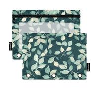 Trousse à crayons pour classeur avec fermeture éclair pour examen, fournitures de papeterie Vert feuille de minuit