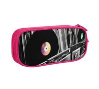 Trousse à crayons pour disques vinyles - Fermeture éclair lisse - Grande trousse portable pour fournitures scolaires et maquillage, rose, Taille unique, Trousse de beauté