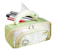 Trousse à crayons pour fille avec 9 compartiments, grand volume et douce, vert clair, Siehe Beschreibung, Voir description