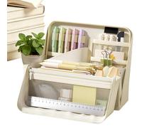 Trousse à crayons pour filles - 22 x 7 x 18 cm - Organiseur spacieux en toile, design multi-compartiments, pochette de rangement étanche avec poignée | Sac de papeterie pour l'école, le journal, les